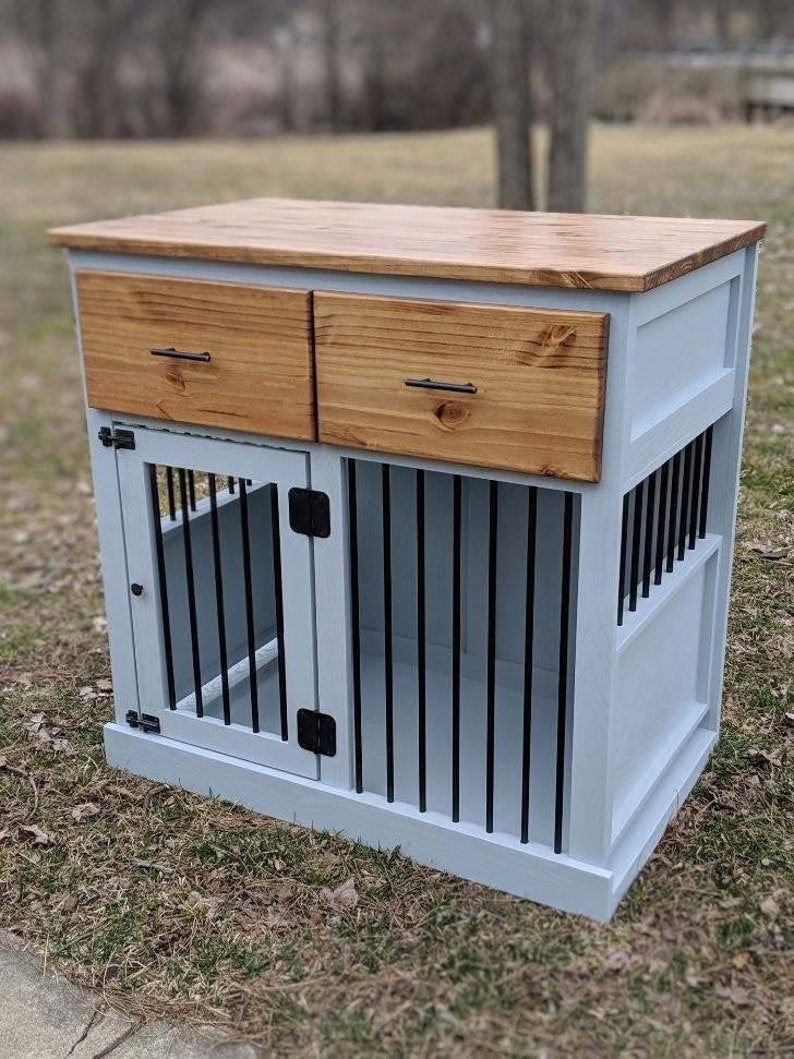 Custom dog kennel with drawers / dog crate / wooden dog crate Etsy