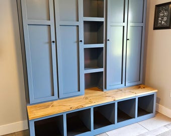 Custom halltree / entryway bench / storage bench / mudroom locker / entryway unit / coat rack / storage cubbie / shoe storage