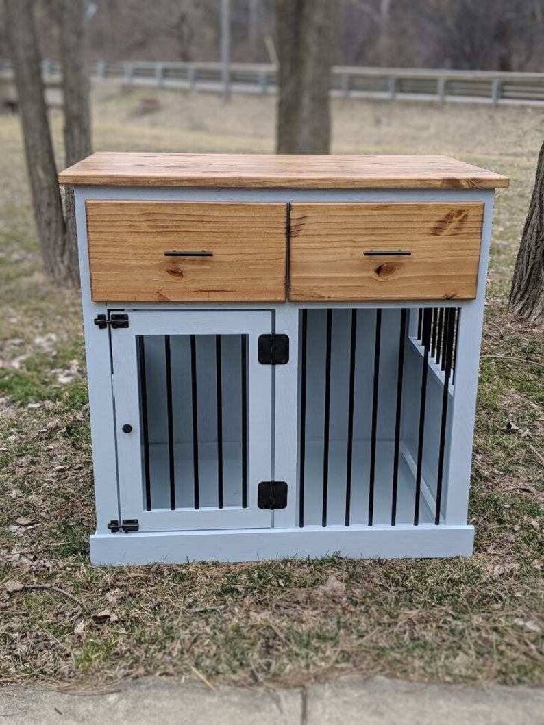 Custom Dog Kennel With Drawers / Dog Crate / Wooden Dog Crate Etsy