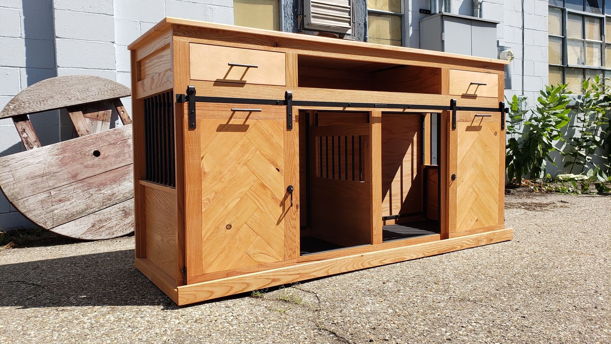 Sliding Barn Door Kennel With Drawers / 1 in the U.S. / Etsy