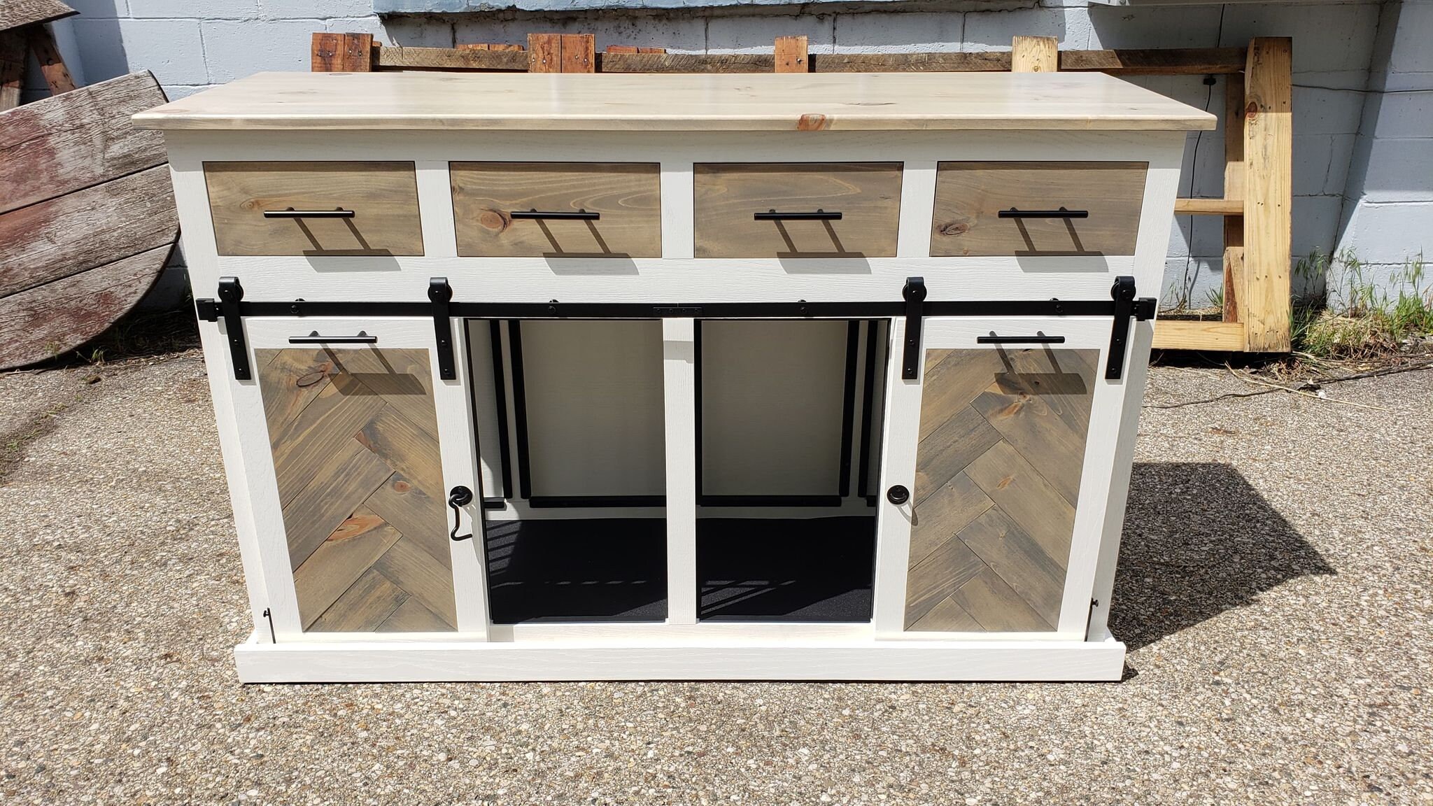 Sliding Barn Door Kennel With Drawers / 1 in the U.S. / Etsy