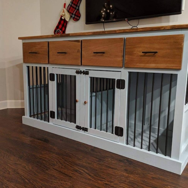 Custom dog kennel with drawers / dog crate / wooden dog crate / #1 in the U.S.