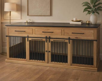 Luxury Indoor Dog Kennel Furniture / Handmade Wooden Kennel / Custom Made Pet Crate / Hickory Hardwood / #1 in the U.S.