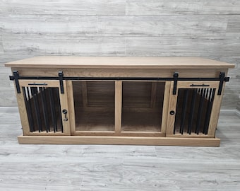 Sliding barn door kennel Cherry / #1 in the U.S. / custom dog kennel / handmade pet furniture / rustic kennel / wooden dog crate
