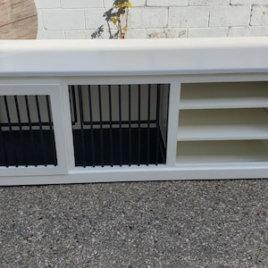 Sliding barn door kennel with shelving / #1 in the U.S. / custom dog kennel/crate / handmade furniture / rustic kennel / wooden dog crate