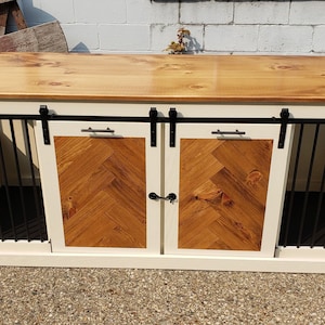 Sliding barn door kennel / #1 In The U.S. / dog kennel / entertainment center / rustic kennel / dog crate / dog furniture /double dog kennel