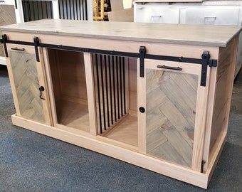 DISCOUNTED!! / READY to SHIP / Sliding barn door kennel / dog kennel / entertainment center / rustic kennel / dog crate / dog furniture