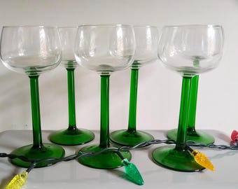 Green stem 80s wine glasses