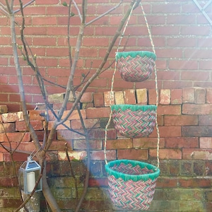 Hanging woven planter