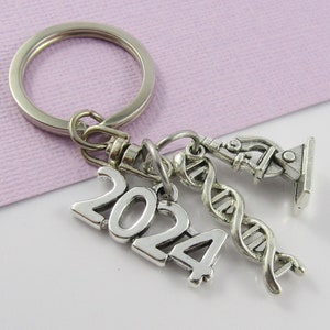 2024 Microscope DNA Charm Keychain 75mm Science Biology Graduation Student Gift