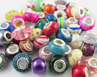 CLEARANCE SALE! Bulk x50 Acrylic European Beads fit Charm Bracelets