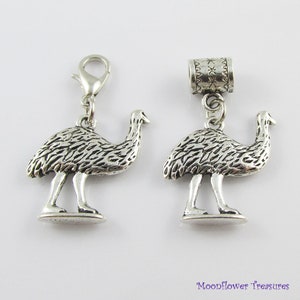 Australian Aussie Emu Charm Select European Bail or Clip on Clasp