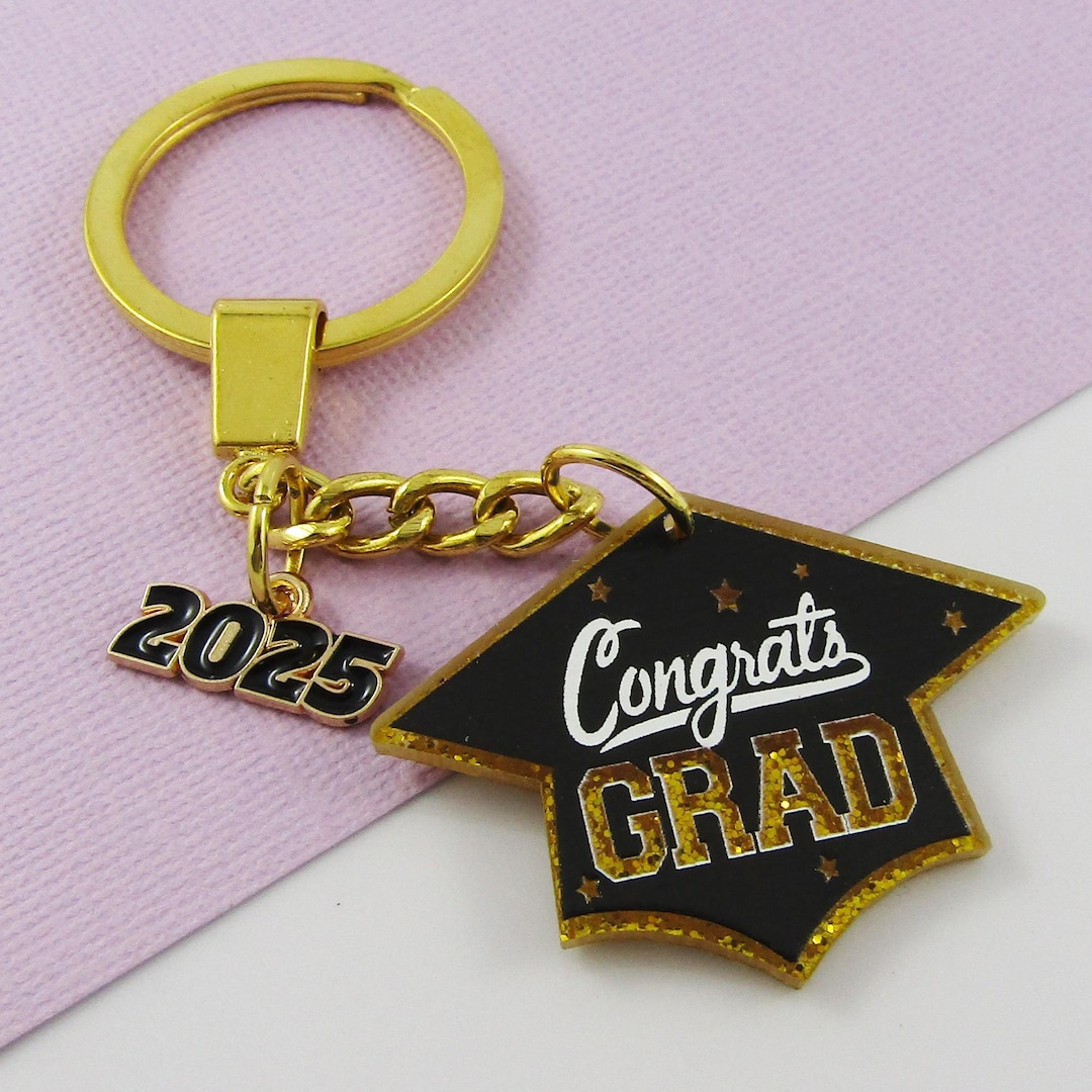 2025 Graduation Congrats Grad Graduation Hat Charm Keychain 100mm ...