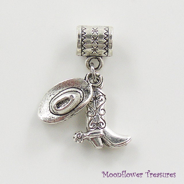 Cowboy Hat Boot Charm Fit European Charm Bracelet