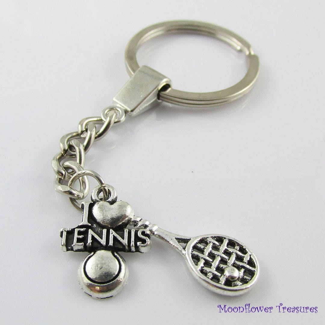 Porte-clés Métal Argenté Tennis Et Batteur - Accessoire Sportif Neuf Avec étiquettes