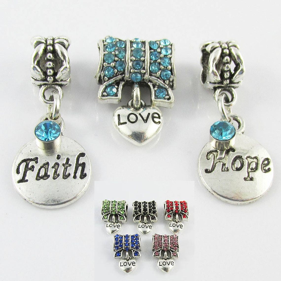RS Faith Love Hope Bead & Charm Gift Set fit European Charm Etsy