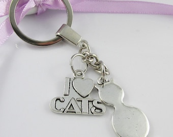 I Love Cats Keychain Keyring Great Cat Lovers Gift