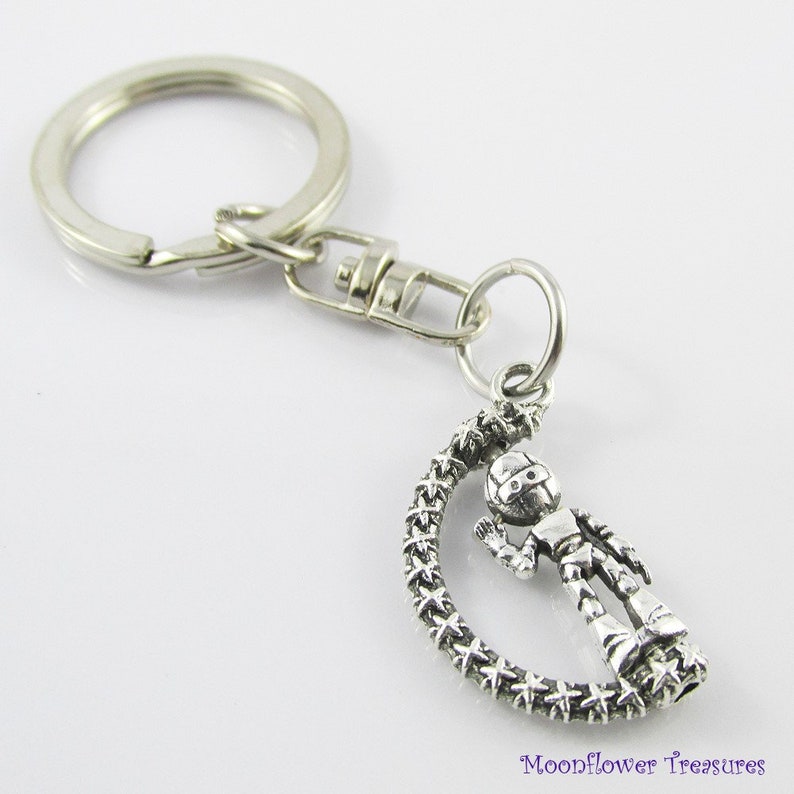 Spinning Robot Charm Keychain Keyring Swivel Bag Tag 74mm