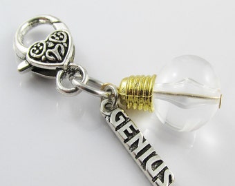 Light Bulb Moment Genius Clip on Charm for Lanyard Keychain Bag or Zipper Pull