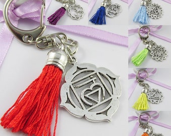 Chakra Symbol Clip on Charm Tassel for Keychain Bag Zipper Pull Select Symbol