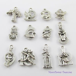 12 Days of Christmas Charm Theme Gift Set Select European Charm or Clip on Clasp