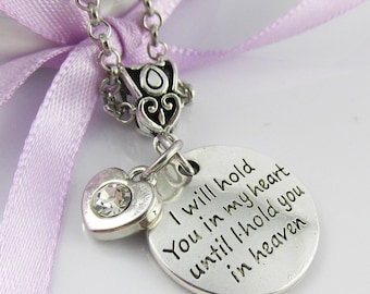 I Will Hold you in my Heart Charm Sweater Necklace 75cm Silver Tone Chain