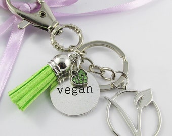 Veggie Lover Vegan Charm Keychain Keyring Swivel Bag Tag Tassel 120mm