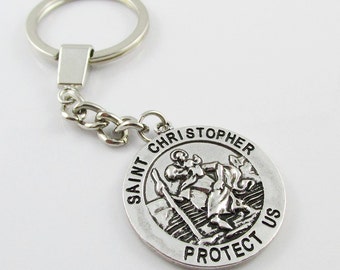 Protect Us Saint Christopher Keychain Keyring Great Gift