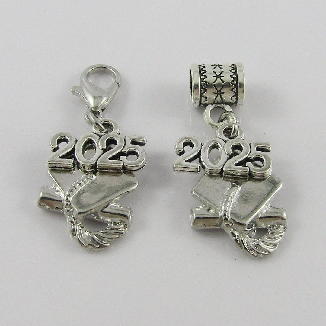 2025 Cap & Scroll Graduation Charm Select European Bail or Clip on ...