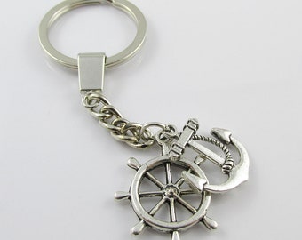 NEW Ships Anchor and Helm Keychain Keyring Handbag Charm 90mm