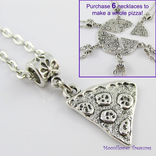 1,2,3,4,5 or 6 Pizza Slice Charm Best Friends BFF Friendship Necklace Pick Qty