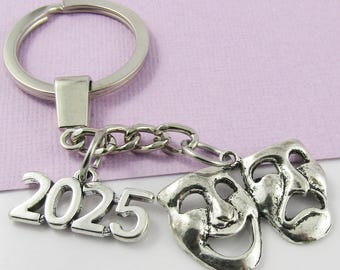 2025 Theatrical Masks Drama Theatre Lovers Keychain Keyring 93mm