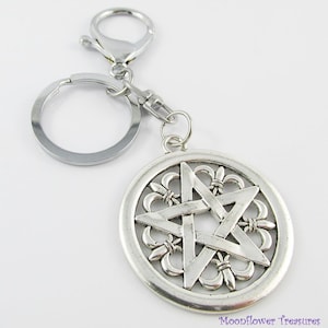 Wicca Pentagram Charm Keychain Keyring 110mm