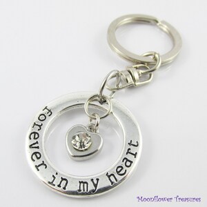 Rhinestone Heart & Forever in my Heart Charm Swivel Bag Tag Keychain 76mm