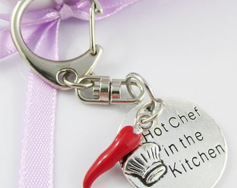 Chilli Pepper Hot Chef in the Kitchen Clip on Charm for Keychain Zip Pull 75mm