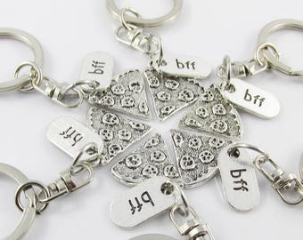 Friendship BFF Pizza Best Friends Charm Keychain Keyring Swivel Bag Tag Pick Qty