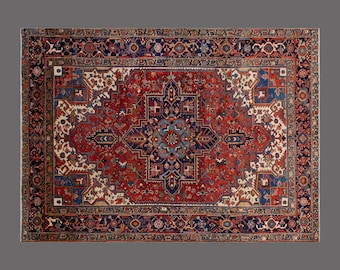 284 x 368 cm 9.4 x 12 ft Rug, Vintage Turkish Wool Rug, Handwoven Anatolian Carpet, 60 Years Old Oversized Medallion Rug, Vintage Boho Rug
