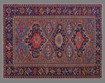 Antique Caucasian Soumak Rug, Vintage Wool Kilim, Tribal Bohemian Design