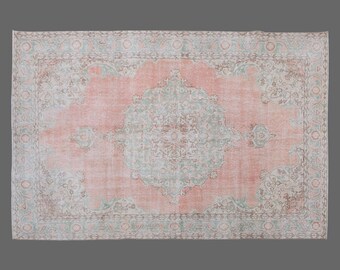 Vintage Rug, Area Rug, Turkish Rug, 7 x 10'8 feet, Oushak Rug, Antique Rug, Oriental Rug, Handmade Rug, Decorative Rug, Large Rug,Old Rug