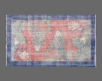 Vintage Turkish Rug, 4x7 Rug, Handwoven Wool Carpet, Oversized Area Rug, Area Rug, 4x7 Carpet, Wool Rug, Large Rug