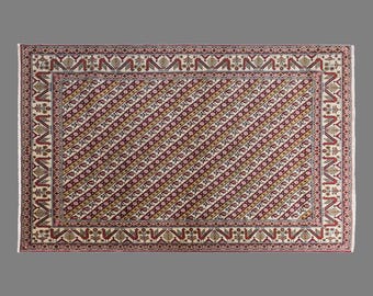 Vintage Sivas Shal Design Rug, 4.3 x 5.7 ft Handmade Wool Rug, Turkish Anatolian Area Rug