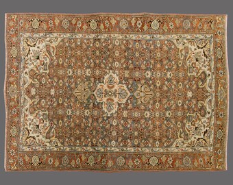 Vintage Turkish Oushak Rug 4x7: Handwoven Wool Bohemian Rug