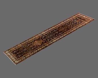 Legacy of the Midnight Garden, Vintage Turkish Runner Rug, 3 x 13 ft Rug, Vintage Runner Rug