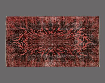 Shadowfire of Anatolia, Vintage Turkish Rug, 4 x 7 ft Rug, Vintage Rug