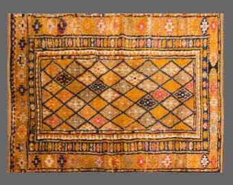 60+ YO Handmade Vintage Turkish Oushak Rug – 155x210 cm / 5.1x6.9 ft, Hand-Spun Wool, Naturally Dyed, Soft Muted Tones, Bohemian Home Decor
