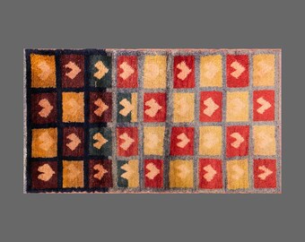 3x4 Moroccan Beni Ourain Rug,Vintage Handmade Wool Tulu Flokati Rug