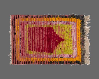 4x5 Konya Karapınar Rug, Vintage Handmade Wool Rug, Tulu Flokati Rug