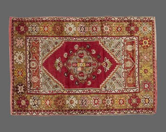 Vintage Rug, Area Rug, Turkish Rug, 3'7 x 5'4 feet, Oushak Rug, Antique Rug, Oriental Rug, Handmade Rug, Decorative Rug, Large Rug,Old Rug