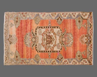 Vintage Turkish Rug: 6x10 Handwoven Wool Konya Rug