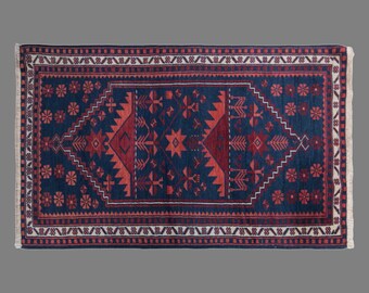 Vintage Konya Rug, 2.6 x 4.1 ft Rug, Handmade Wool Turkish Rug, Geometric Anatolian Area Rug